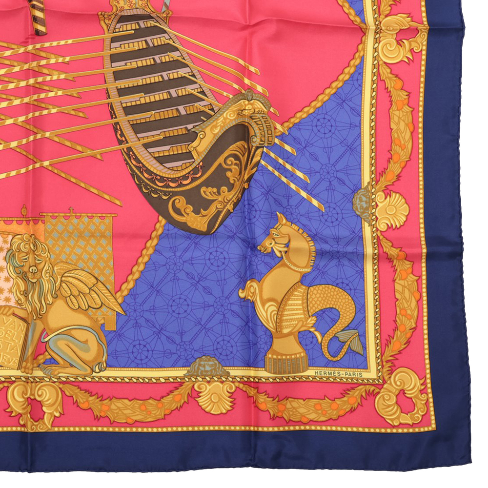Pre-Loved Hermes Les Bissone De Venise Silk Scarf 90 - Picture 6 of 6